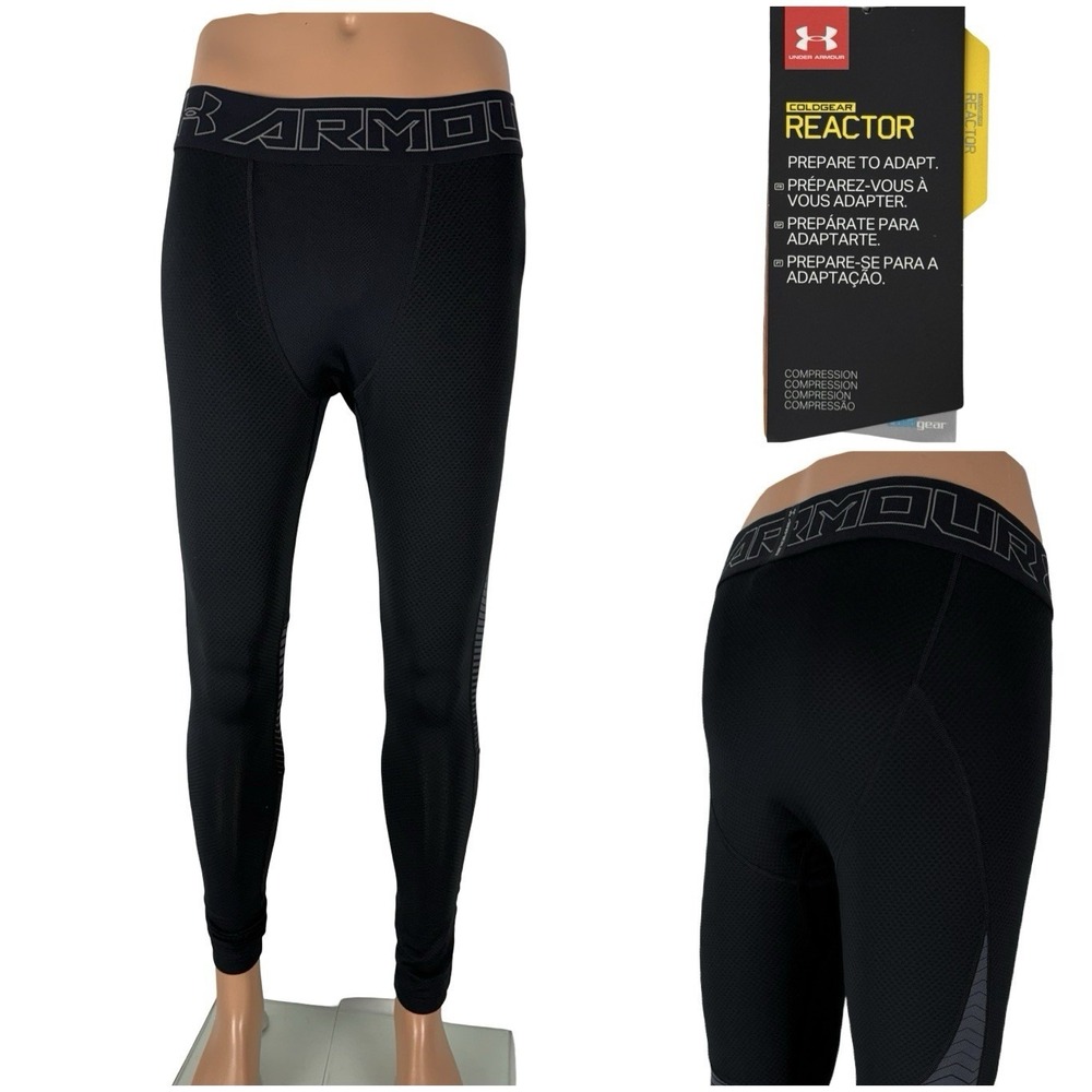 Under Armour Mens Large Compression Pants Coldgear Reactor Black 1298260 NWT